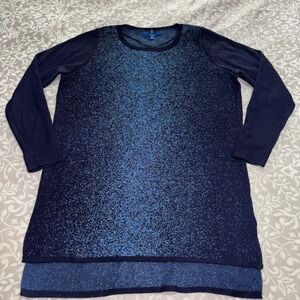 Apt 9 Tunic Sweater Sparkly Blue Metallic Women's Large (D14)